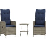  Vrtne stolice s naslonom 2 kom sa stolom sive boje poli ratan | shoptok.hr