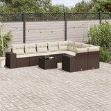 vidaXL 10-dijelni set vrtnih sofa od poliratana s jastucima smeđi | shoptok.hr