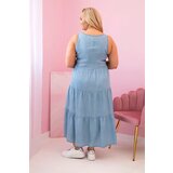 Kesi Włoski Plus Size women's dress made of lyocell, flared with ruffles light denim | Shoptok.si