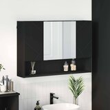 vidaXL Kopalniška ogledalna omara Črna 80 x 17 x 55 cm Konstruiran les | Shoptok.si