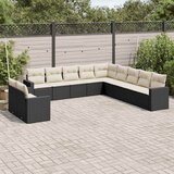  11-dijelni set vrtnih sofa od poliratana s jastucima crni Crna 65.5 x 62 x 69 cm | shoptok.hr