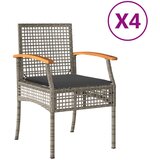 Maison Chic Vrtni stoli - Stol za vrt z blazinami 4 kosi siv poli ratan akacijev les JS2268, (21877028) Cene