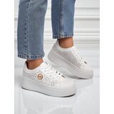 Resti Aelia women's platform sneakers white openwork ecru | ePonuda.com