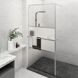 Pregrada za tuš s policom krom 100x195 cm staklo ESG i aluminij | shoptok.hr