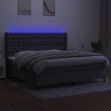  Krevet box spring s madracem LED tamnosivi 200x200 cm tkanina | shoptok.hr