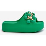 Boto Women's Foam Slides With Decorations On Thick Sole Green Bremavia | Shoptok.si