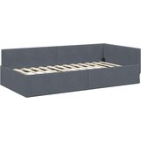 vidaXL Kotna postelja Temno siva 100 x 200 cm Samet in sodobno leseno | Shoptok.si