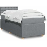  Box spring krevet s madracem svjetlosivi 90x190 cm od tkanine Slike