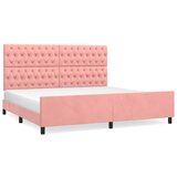 Maison Chic Posteljni okvir - Dvoposteljna postelja - Zakonska postelja z vzglavjem roza 200x200 cm žamet-J6039, (21767135) | Shoptok.si