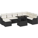 9 Komadni Vrtni Sofa Set s Jastučićima Crni Poli Ratan 2-sjedalni Vrtni Sofa s Skladištem i Jastučićima Crni Poli Ratan | shoptok.hr