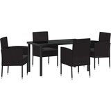  Vrtni set za objed s jastukom 5 pcs Crna poliratan | shoptok.hr