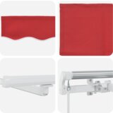 vidaXL Ručna UVLAČIVA Tenda s LED-om Crvena 500x300 cm, Tenda zamjenski materijal za okvir 5x3 m Crvena | shoptok.hr