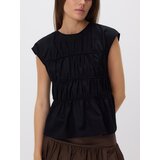Reserved Nabrana bluza s mješavinom lana - crno | shoptok.hr
