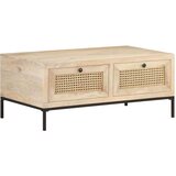 vidaXL Stolić za kavu 90x50x37 cm masivno drvo manga i prirodna trska | shoptok.hr