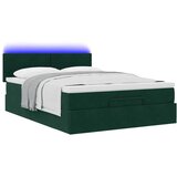  Otomanski krevet s madracem&LED tamnozeleni 140x200cm baršun | shoptok.hr