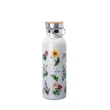 Svetlo siva steklenica za vodo za na pot iz nerjavečega jekla 425 ml Vintage Flowers –