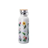 Svijetlo siva boca za vodu za put od nehrđajućeg čelika 425 ml Vintage Flowers –
