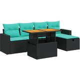  6-dijelni set vrtnih sofa s jastucima crni od poliratana bagrem | shoptok.hr