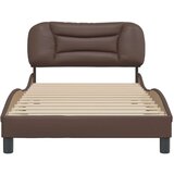  Posteljni okvir z vzglavjem rjav 100x200 cm umetno usnje, (21088969) | Shoptok.si