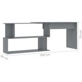  Kutni radni stol sivi 200 x 50 x 76 cm od konstruiranog drva - Siva | shoptok.hr