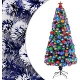 vidaXL Umetna novoletna jelka LED bela in modra 150 cm optična vlakna | Shoptok.si
