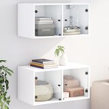  The Living Store Stenska omarica s steklenimi vrati 2 kosa bela 68,5x37x35 cm - Stenska Omarica, (21448463) Cene