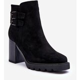 Kesi Leather heeled shoes black makeline Cene