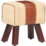 vidaXL Telovadna klop 38 cm rjava pravo usnje in trden mangov les | Shoptok.si
