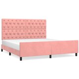  Okvir za krevet s uzglavljem ružičasti 160x200 cm baršunasti | shoptok.hr