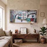 Wallxpert uramljena MDF slika ARTSNTMDL4, zimska ulica na Monmartru sa šarenim kućama, 50 x 120 cm Cene