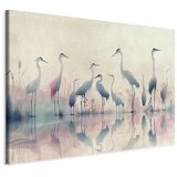  XXL slika - Birds by the lake - herons painted in watercolour in delicate grey and pink colours 180x120 | shoptok.hr