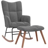  Stolica za ljuljanje s osloncem za noge tamnosiva baršunasta | shoptok.hr