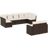 9-dijelni set vrtnih sofa s jastucima poliratan smeđi | shoptok.hr