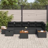 vidaXL 8-dijelni vrtni kauč set s jastučićima crni poli ratan | shoptok.hr