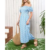 Resti Blue women's midi dress with floral pattern - Clothing | Shoptok.si