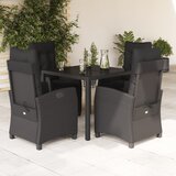  3-dijelni vrtni blagovaonski set s jastucima od poliratana crni Crna 90 cm table length | shoptok.hr