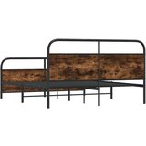 vidaXL Kovinski posteljni okvir brez vzmetnice dimljen hrast 180x200cm | Shoptok.si