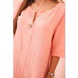Kesi Włoski Women's muslin shirt with a button apricot | shoptok.hr