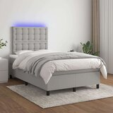  Krevet box spring s madracem LED svjetlosivi 120x200 cm tkanina Cijene