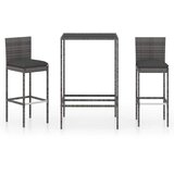  3-dijelni vrtni barski set od poliratana s jastucima sivi Siva 70 cm table length | shoptok.hr