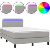 Krevet s oprugama i madracem LED svjetlosivi 120x190 cm tkanina | shoptok.hr