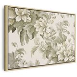  Slika - Retro Vintage Flowers in Delicate Cream and Green Colors 60x40 U prirodnom drvenom okviru | shoptok.hr