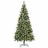 vidaXL Umjetno božićno drvce s LED svjetlima i šiškama 210 cm | shoptok.hr