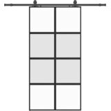  Klizna vrata s priborom crna 102,5 x 205 cm kaljeno staklo | shoptok.hr