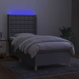  Krevet box spring s madracem LED svjetlosivi 80x200 cm tkanina | shoptok.hr