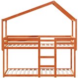 Krevet na kat s krovom voštano smeđi 80x200 cm masivna borovina | shoptok.hr