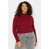 Trendyol Curve Plus Size Sweater - Burgundy - Regular fit Cene