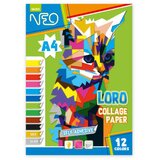  Loro, kolaž papir, 12 boja, samolepljiv, A4 ( 100923 ) Cene