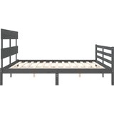  Okvir za krevet s uzglavljem sivi 200 x 200 cm od masivnog drva | shoptok.hr
