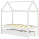  Otroški posteljni okvir s predalom bela trdna borovina 70x140cm | Shoptok.si